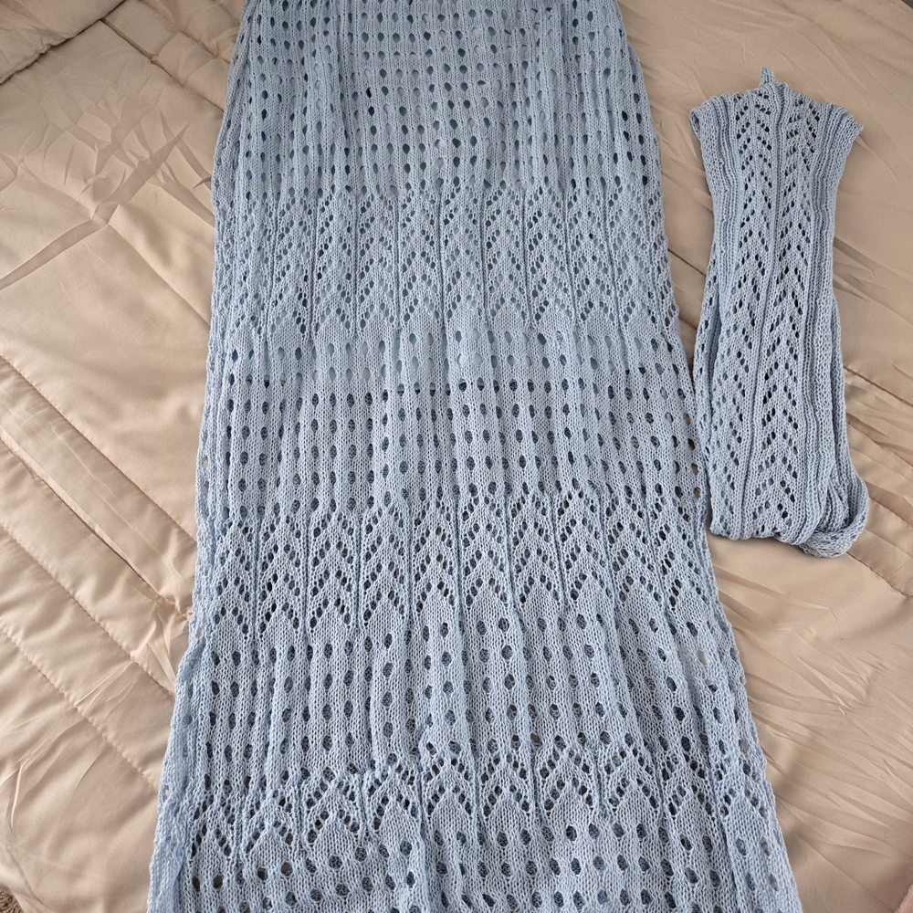 Light Blue Knit Blanket